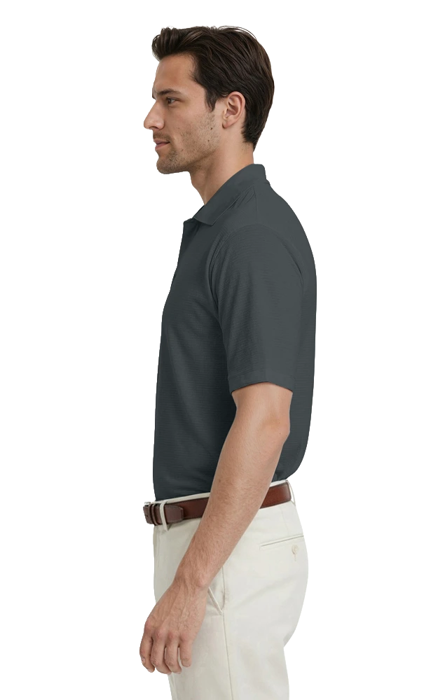 ADULT MOISTURE WICKING S/S TONAL STRIPE  -  GRAPHITE 2 EXTRA LARGE SOLID