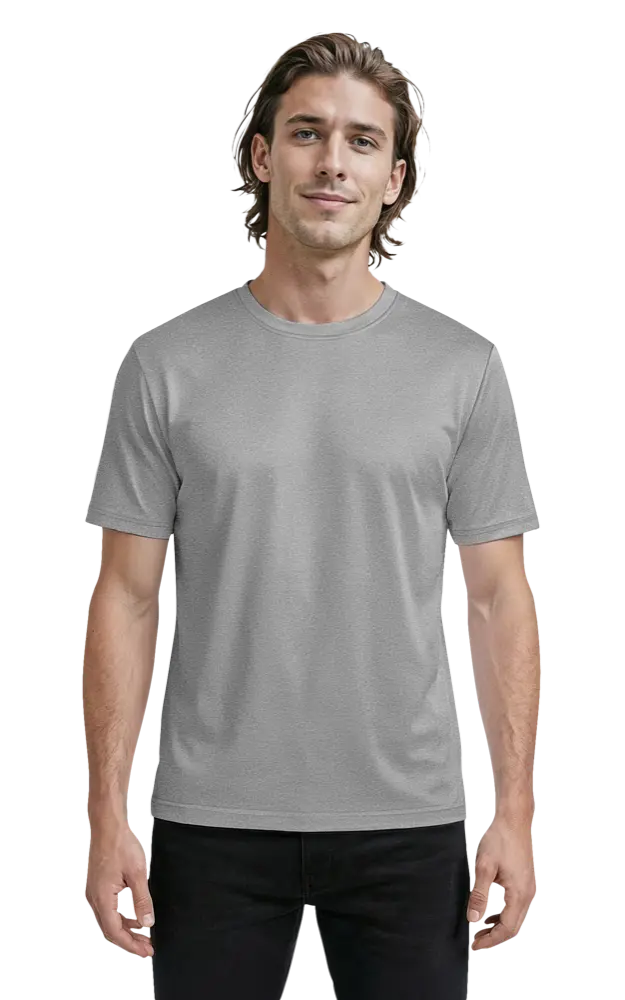 MENS HEATHERED WICKING TEE  -  GREY HEATHER 2 EXTRA LARGE SOLID