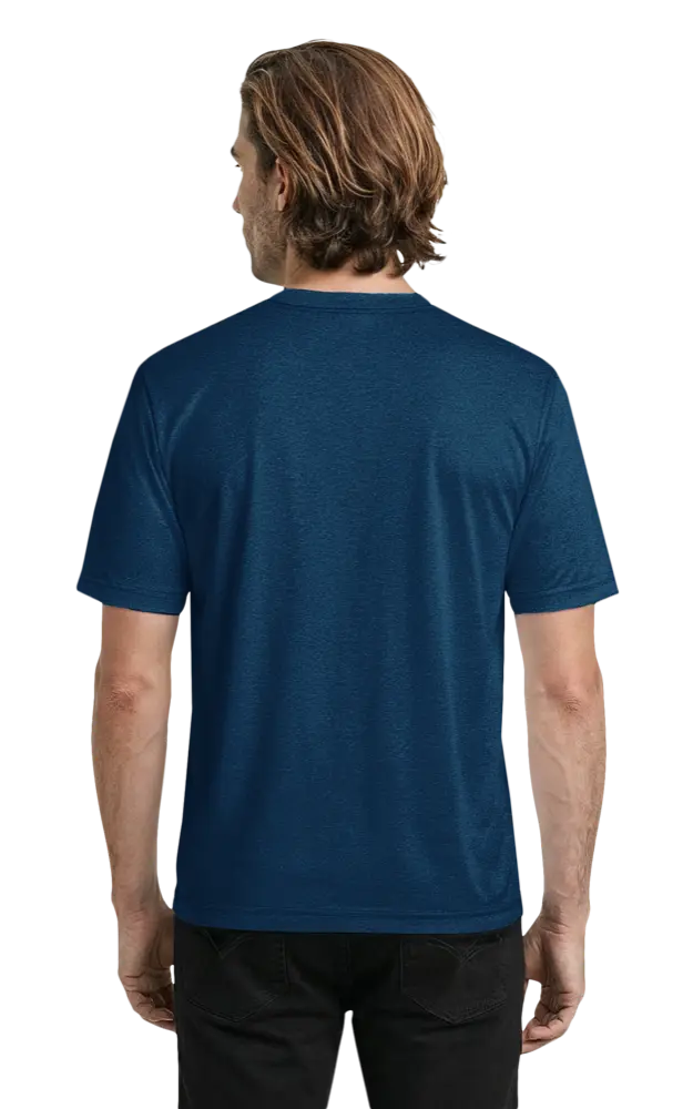 MENS HEATHERED WICKING TEE  -  HEATHER NAVY 2 EXTRA LARGE SOLID