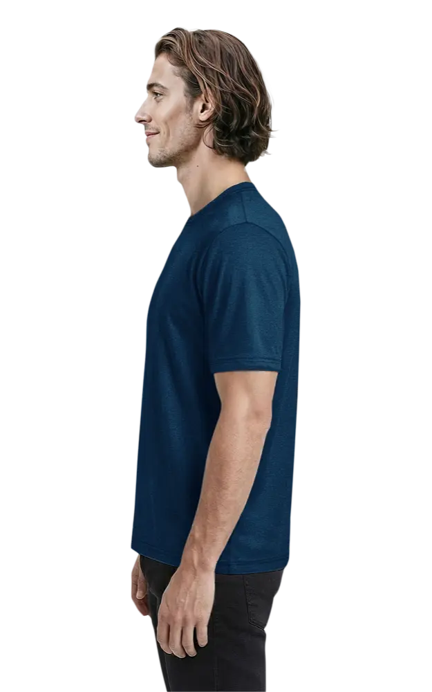 MENS HEATHERED WICKING TEE  -  HEATHER NAVY 2 EXTRA LARGE SOLID