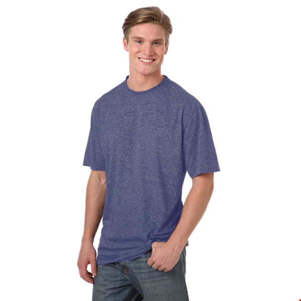 MENS HEATHERED WICKING TEE  -  HEATHER NAVY 2 EXTRA LARGE SOLID