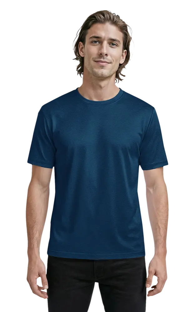 MENS HEATHERED WICKING TEE  -  HEATHER NAVY 2 EXTRA LARGE SOLID