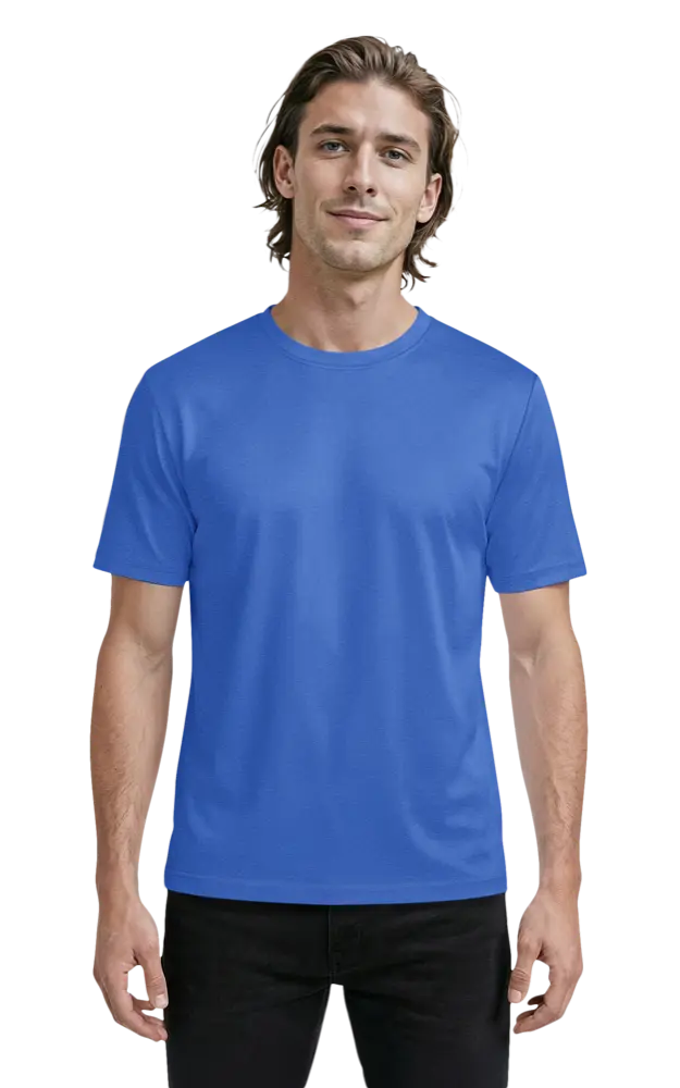MENS HEATHERED WICKING TEE  -  HEATHER ROYAL 2 EXTRA LARGE SOLID