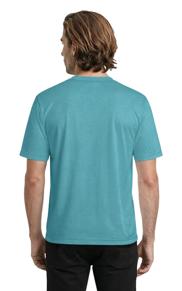 MENS HEATHERED WICKING TEE  -  HEATHER TURQUOISE 2 EXTRA LARGE SOLID