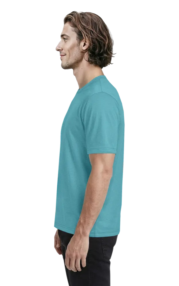 MENS HEATHERED WICKING TEE  -  HEATHER TURQUOISE 2 EXTRA LARGE SOLID