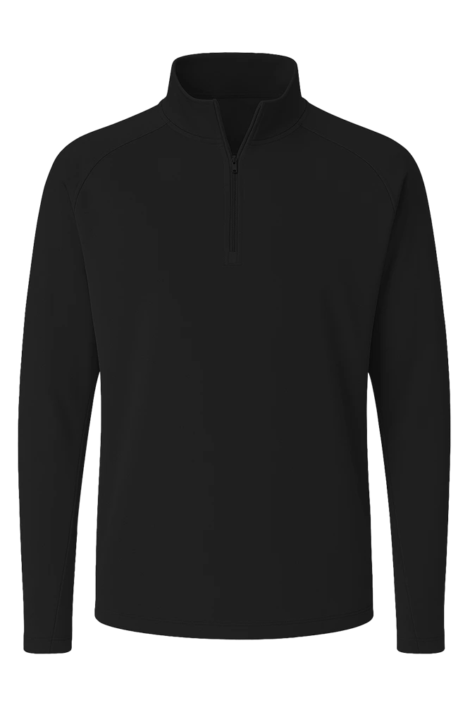 MENS WICKING SOLID 1/4 ZIP LS PULLOVER   -  BLACK 2 EXTRA LARGE SOLID
