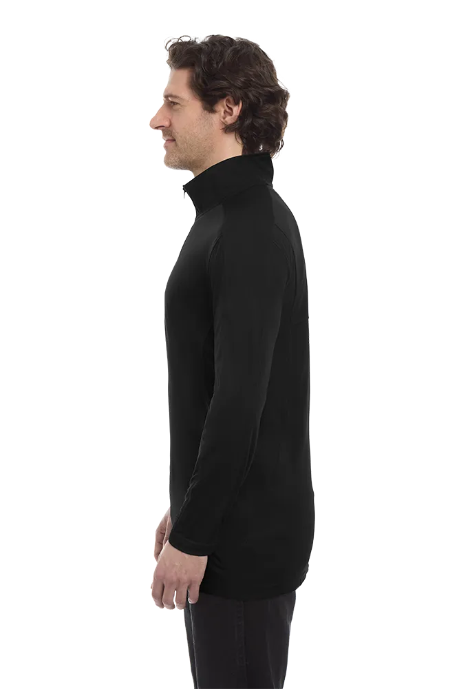 MENS WICKING SOLID 1/4 ZIP LS PULLOVER   -  BLACK 2 EXTRA LARGE SOLID