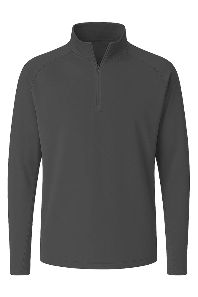 MENS WICKING SOLID 1/4 ZIP LS PULLOVER    -  GRAPHITE 2 EXTRA LARGE SOLID