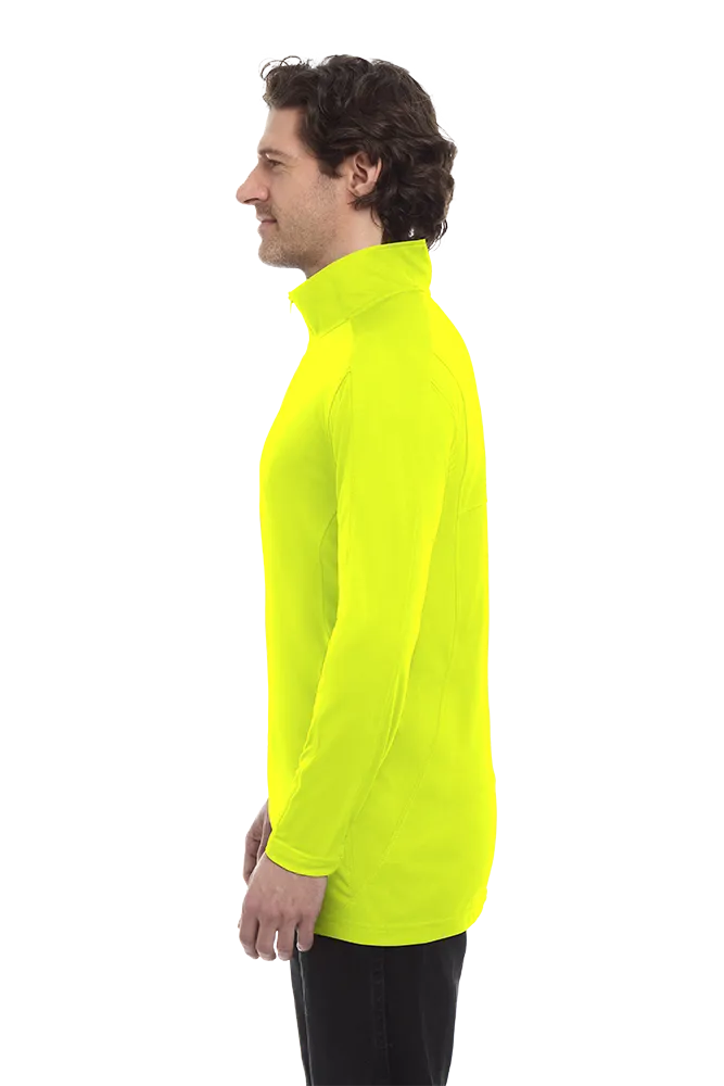 MENS WICKING SOLID 1/4 ZIP LS PULLOVER  -  OPTIC YELLOW 2 EXTRA LARGE SOLID