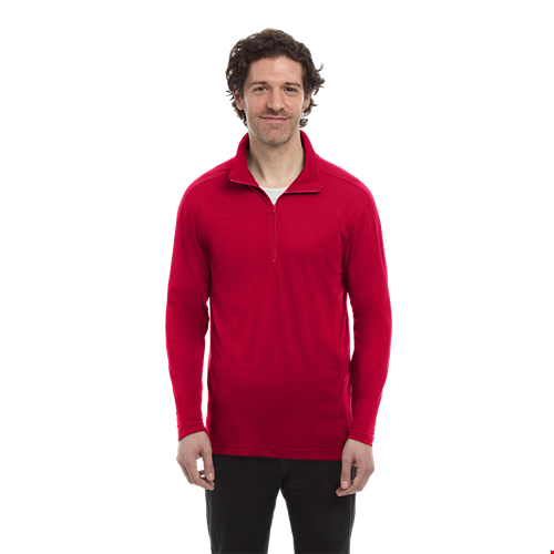 MENS WICKING SOLID 1/4 ZIP LS PULLOVER  -  RED 2 EXTRA LARGE SOLID