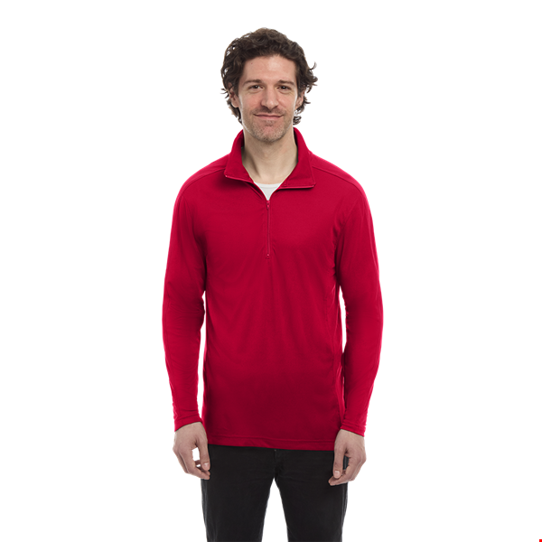 MENS WICKING SOLID 1/4 ZIP LS PULLOVER  -  RED 2 EXTRA LARGE SOLID