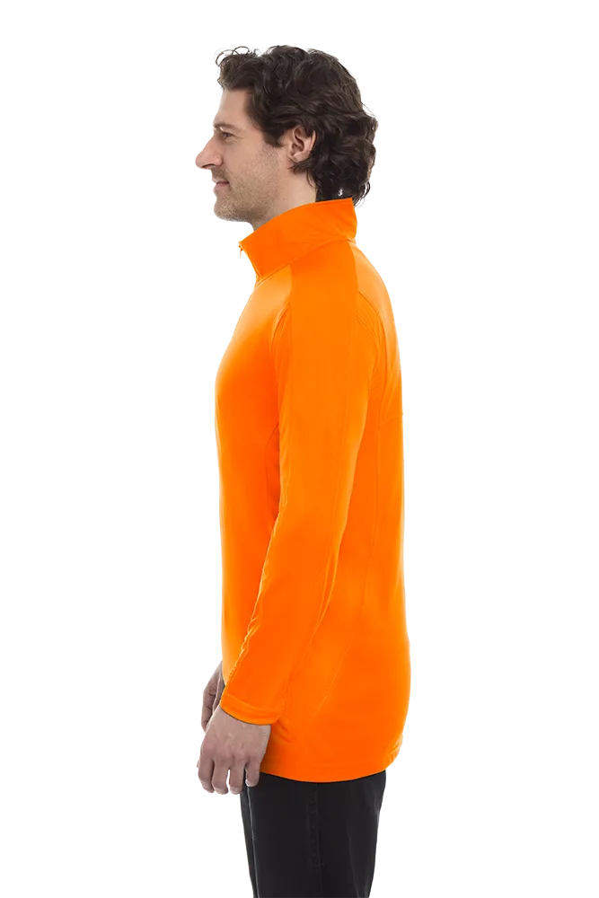 MENS WICKING SOLID 1/4 ZIP LS PULLOVER ###  -  SAFETY ORANGE 2 EXTRA LARGE SOLID