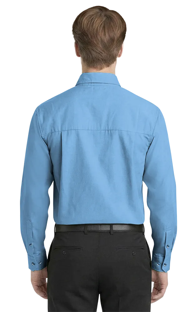 MENS LONG SLEEVE EASY CARE POPLIN WITH MATCHING BUTTONS  -  LIGHT BLUE 2 EXTRA LARGE SOLID