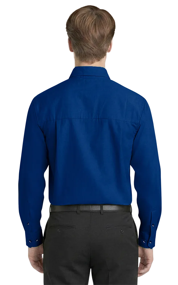 MENS LONG SLEEVE EASY CARE POPLIN WITH MATCHING BUTTONS  -  ROYAL 2 EXTRA LARGE SOLID