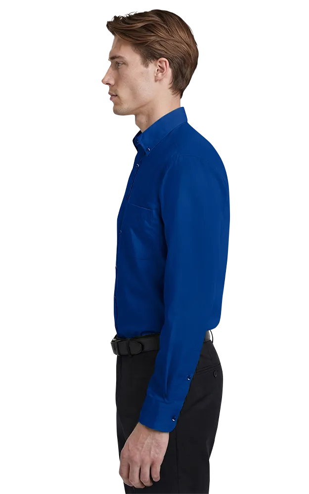MENS LONG SLEEVE EASY CARE POPLIN WITH MATCHING BUTTONS  -  ROYAL 2 EXTRA LARGE SOLID
