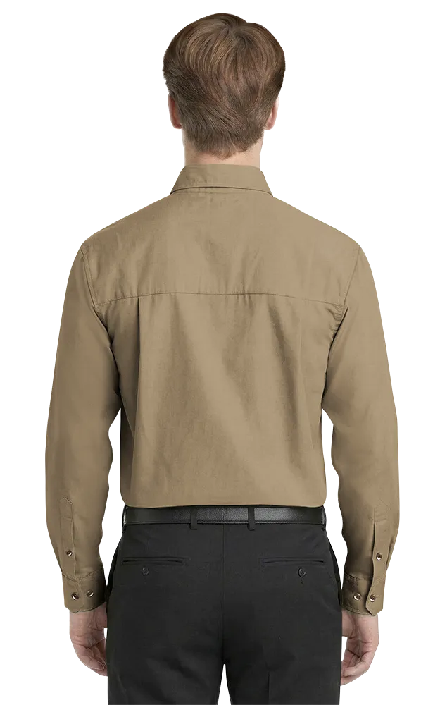 MENS LONG SLEEVE EASY CARE POPLIN WITH MATCHING BUTTONS  -  TAN 2 EXTRA LARGE SOLID