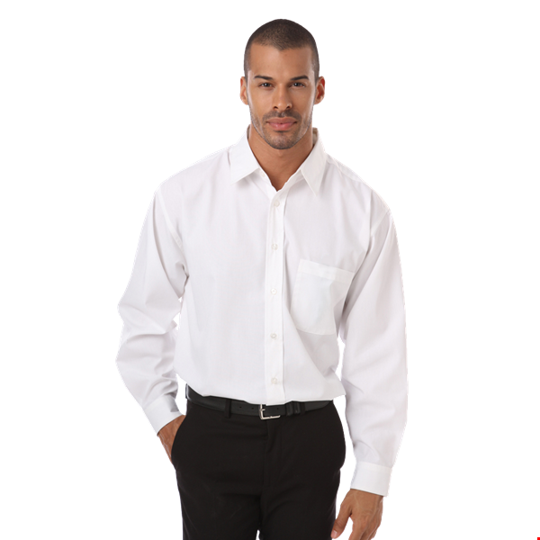 MENS L/S POPLIN BISTRO SHIRT  -  WHITE 2 EXTRA LARGE SOLID