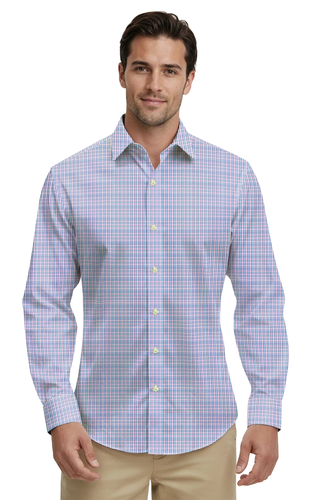 MEN'S L/S UNTUCKED PLAID NO POCKET BLUE 2 EXTRA LARGE SOLID