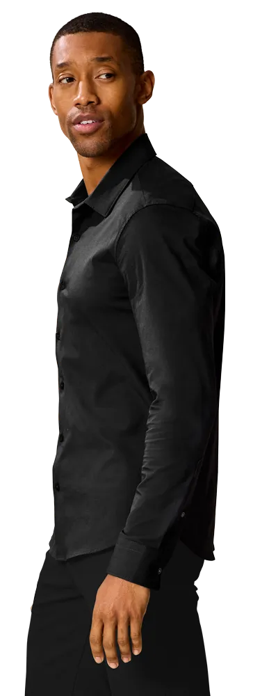 MENS 4-WAY STRETCH BUTTON FRONT – BLACK 2 EXTRA LARGE SOLID