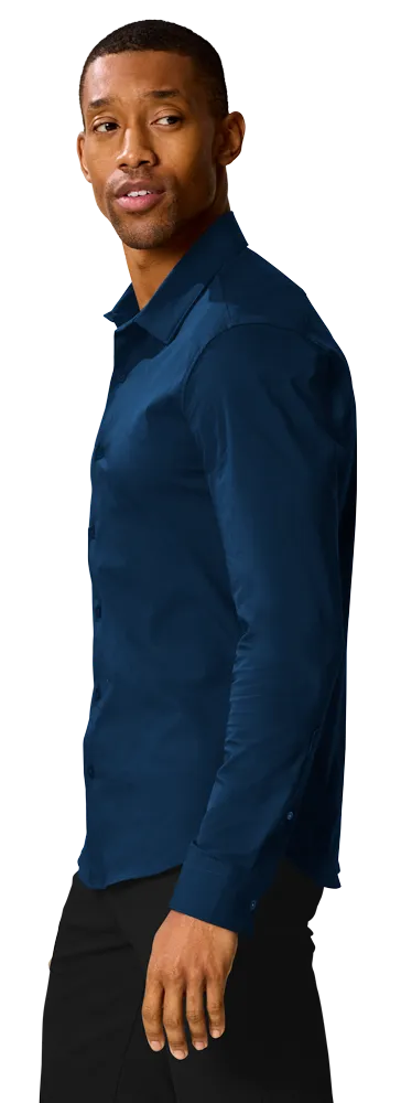 MENS 4-WAY STRETCH BUTTON FRONT – NAVY 2 EXTRA LARGE SOLID