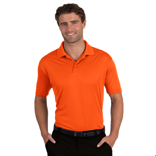 MENS VALUE MOISTURE WICKING S/S POLO -  SAFETY ORANGE 2 EXTRA LARGE SOLID