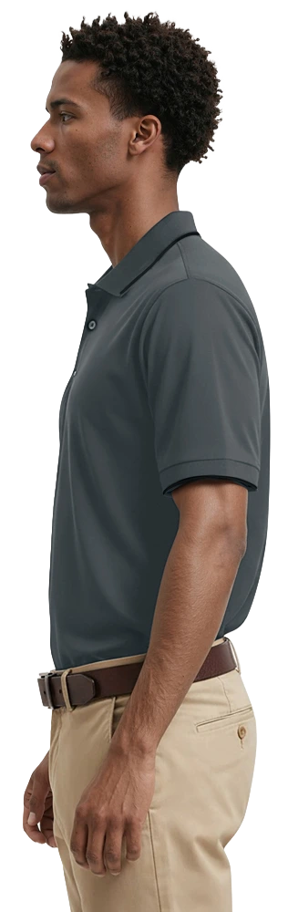 MENS WICKING PIPED POLO  -  GRAPHITE 2 EXTRA LARGE SOLID