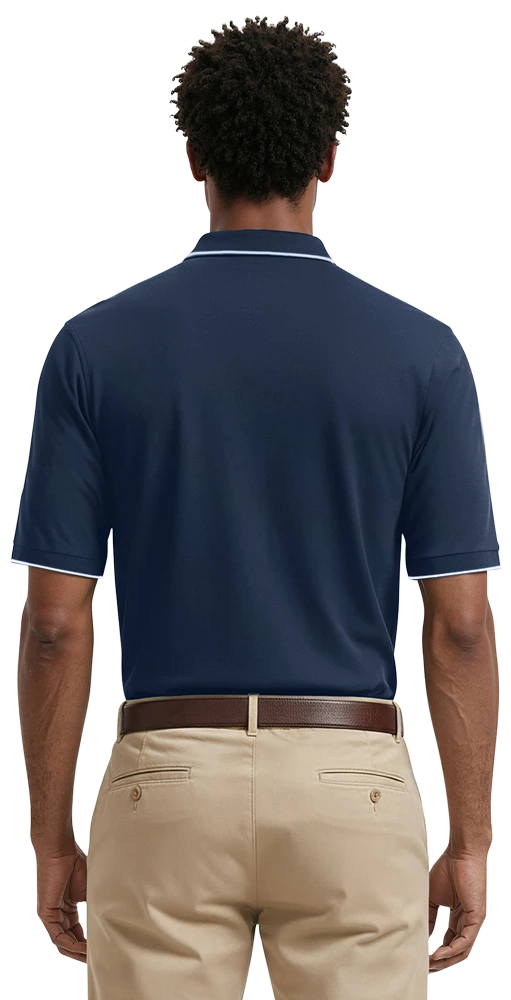 MENS WICKING PIPED POLO  -  NAVY 2 EXTRA LARGE SOLID