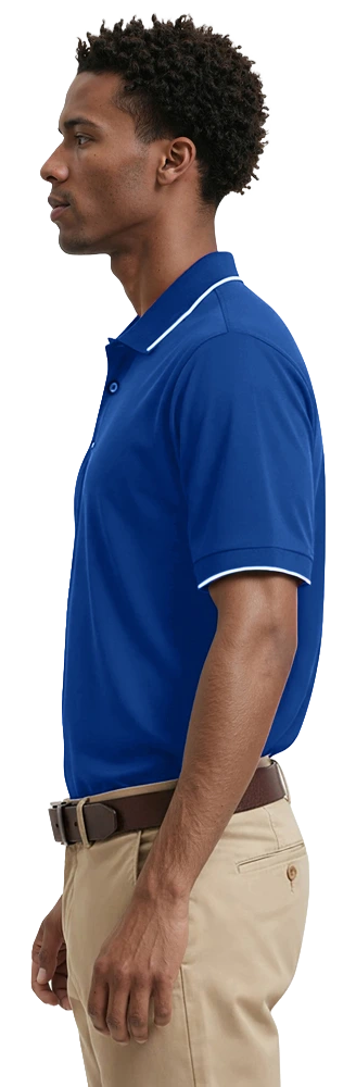 MENS WICKING PIPED POLO  -  ROYAL 2 EXTRA LARGE SOLID