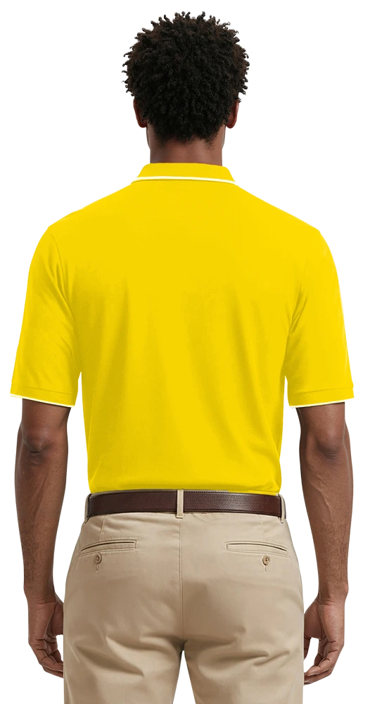MENS WICKING PIPED POLO  -  YELLOW 2 EXTRA LARGE SOLID