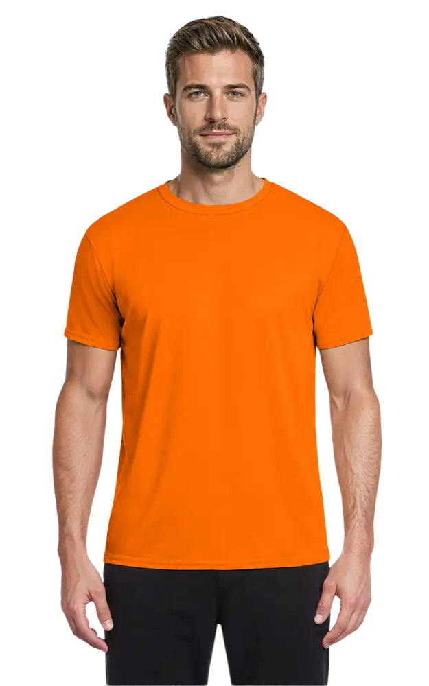 ADULT SOLID WICKING T   -  SAFETY ORANGE 2 EXTRA LARGE SOLID