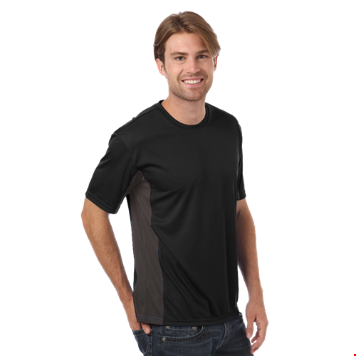 MENS COLORBLOCK WICKING TEE  -  BLACK 2 EXTRA LARGE SOLID