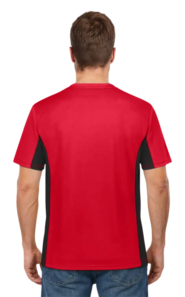 MENS COLORBLOCK WICKING TEE  -  RED 2 EXTRA LARGE SOLID