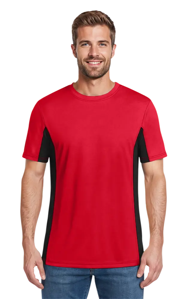 MENS COLORBLOCK WICKING TEE  -  RED 2 EXTRA LARGE SOLID
