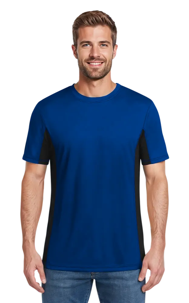 MENS COLORBLOCK WICKING TEE  -  ROYAL 2 EXTRA LARGE SOLID