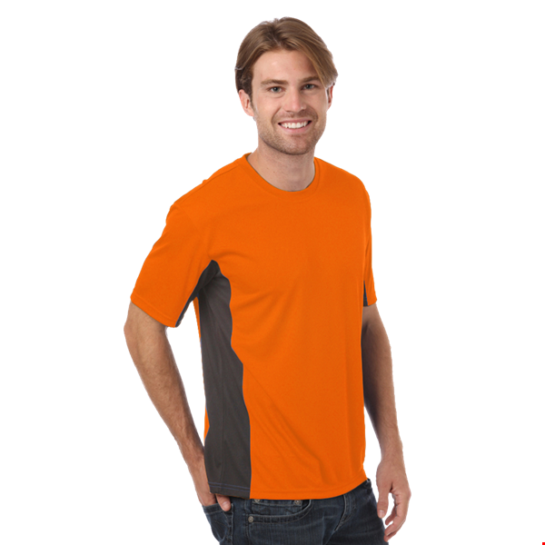 MENS COLORBLOCK WICKING TEE  -  SAFETY ORANGE 2 EXTRA LARGE SOLID