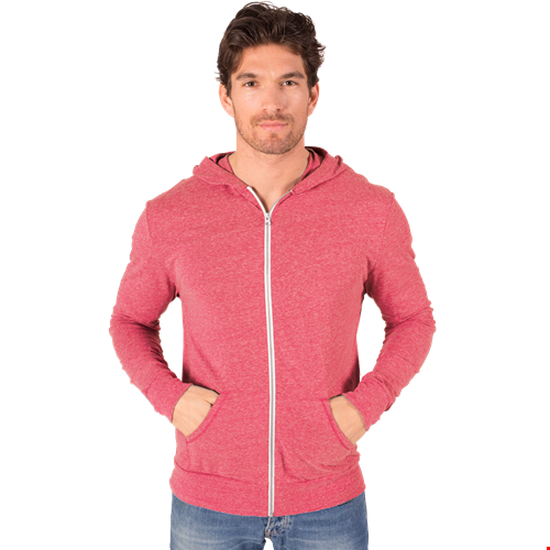 ADULT TRIBLEND ZIP FRONT HOODIE  -  RED 2 EXTRA LARGE SOLID