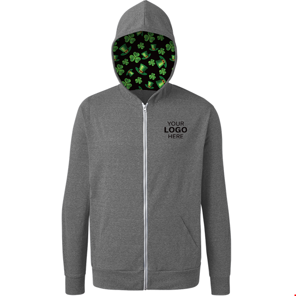 St. Patrick’s Triblend Contrast Zip Front Hoodie GREY 2 EXTRA LARGE SOLID