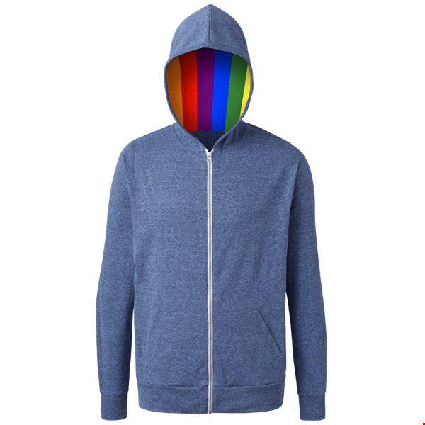 PRIDE TRIBLEND ZIP HOODIE BLUE 2 EXTRA LARGE SOLID