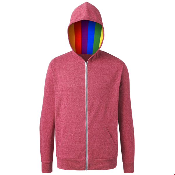 PRIDE TRIBLEND ZIP HOODIE RED 2 EXTRA LARGE SOLID