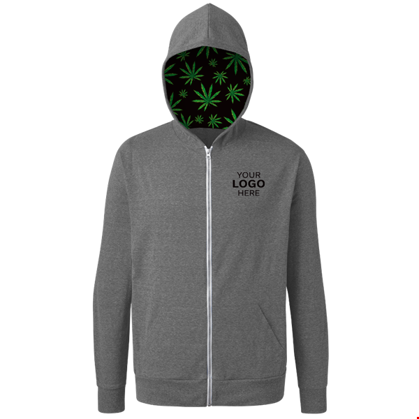 Cannabis Triblend Contrast Zip Front Hoodie GREY 2 EXTRA LARGE SOLID