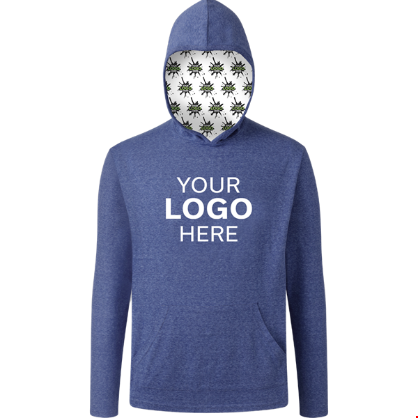 YOUR LOGO HERE ADULT TRIBLEND PULLOVER HOODIE BLUE 2 EXTRA LARGE SOLID