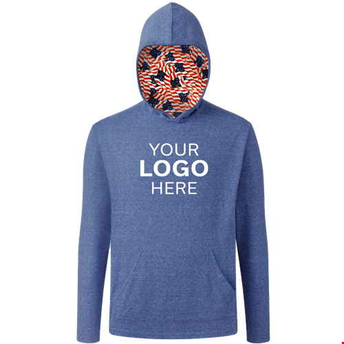 Americana Adult Triblend Pullover Hoodie BLUE 2 EXTRA LARGE SOLID