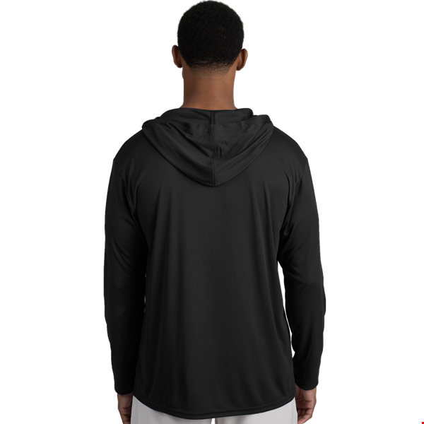 BLU-X-DRI LONG SLEEVE HOODED TEE BLACK 2 EXTRA LARGE SOLID