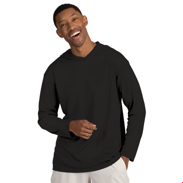 BLU-X-DRI LONG SLEEVE HOODED TEE BLACK 2 EXTRA LARGE SOLID