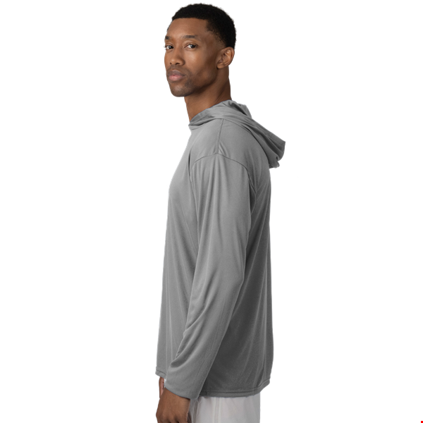 BLU-X-DRI LONG SLEEVE HOODED TEE GREY 2 EXTRA LARGE SOLID