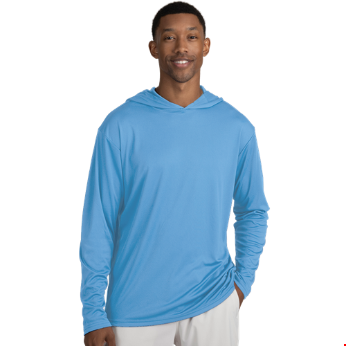 BLU-X-DRI LONG SLEEVE HOODED TEE LIGHT BLUE 2 EXTRA LARGE SOLID