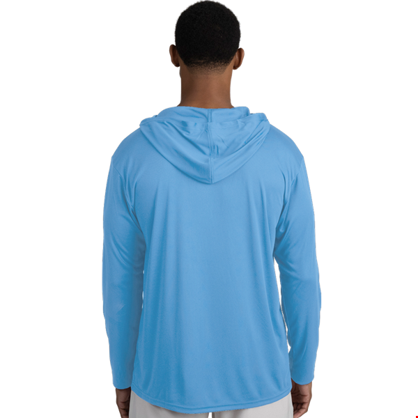 BLU-X-DRI LONG SLEEVE HOODED TEE LIGHT BLUE 2 EXTRA LARGE SOLID