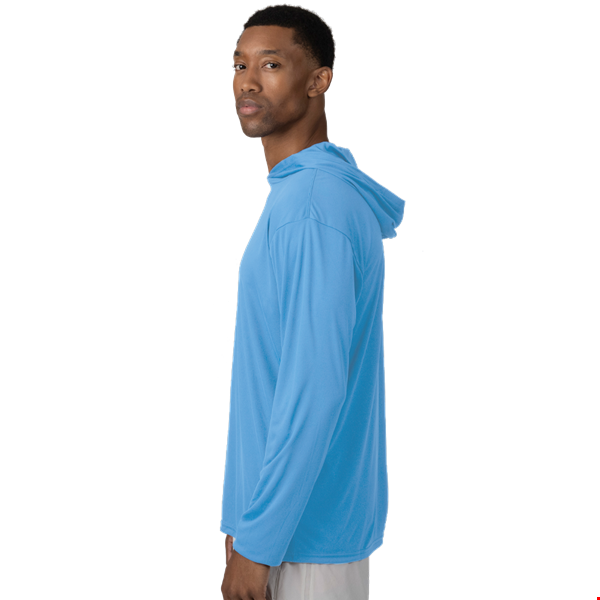 BLU-X-DRI LONG SLEEVE HOODED TEE LIGHT BLUE 2 EXTRA LARGE SOLID