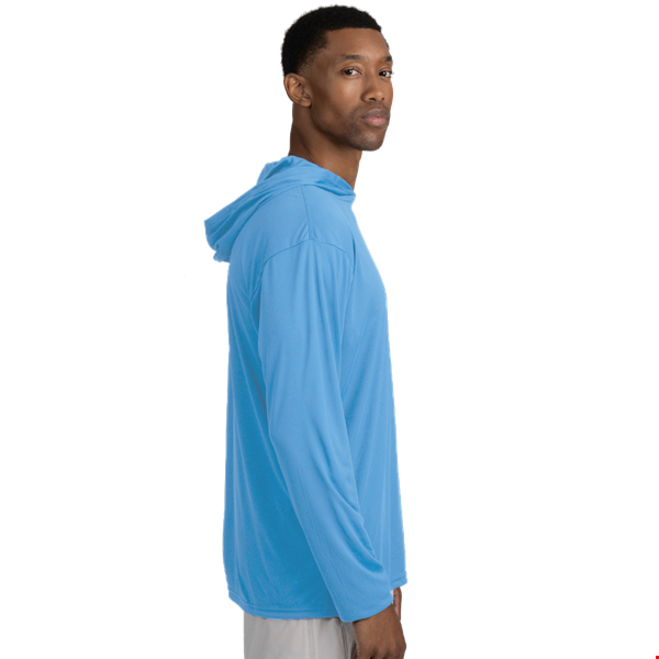 BLU-X-DRI LONG SLEEVE HOODED TEE LIGHT BLUE 2 EXTRA LARGE SOLID