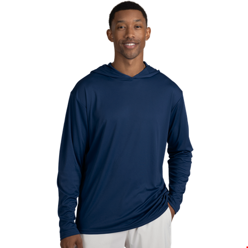 BLU-X-DRI LONG SLEEVE HOODED TEE NAVY 2 EXTRA LARGE SOLID